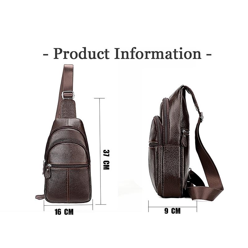 Stylish Genuine Leather Crossbody Chest Bag For Men And Women Functional And Versatile Design - Coffee