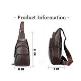 Stylish Genuine Leather Crossbody Chest Bag For Men And Women Functional And Versatile Design - Coffee - 45-Degree Angle