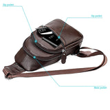 Stylish Genuine Leather Crossbody Chest Bag For Men And Women Functional And Versatile Design - Coffee - Rear View