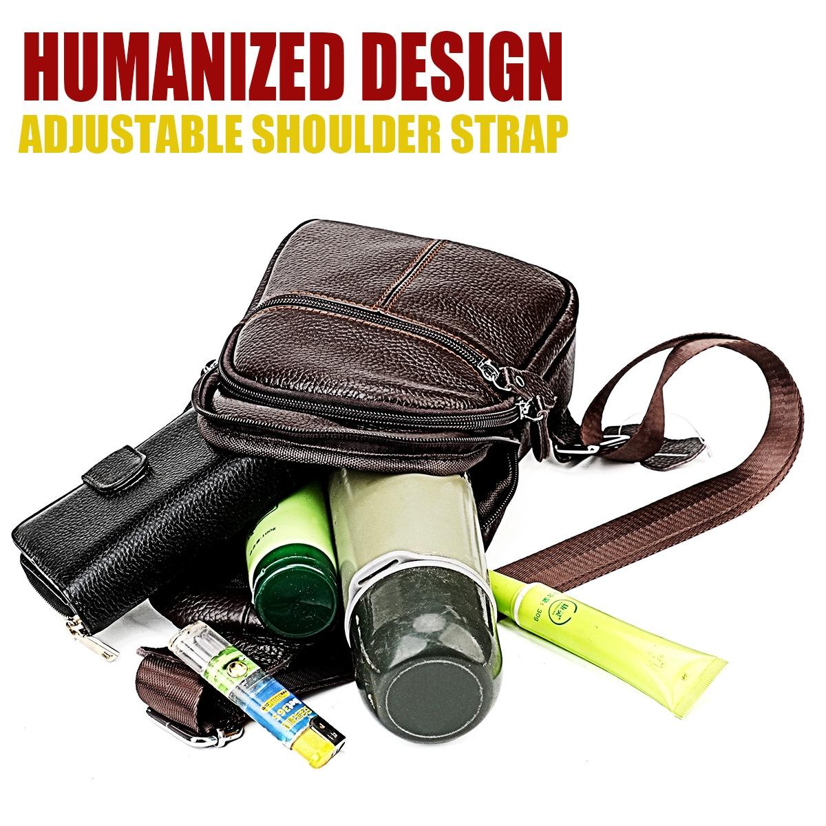 Stylish Genuine Leather Crossbody Chest Bag For Men And Women Functional And Versatile Design - Coffee