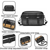 Waterproof Shoulder Crossbody Bag For Men Wear Resistant Design - Black - 45-Degree Angle