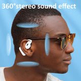 Wireless Hanging Earbuds with Bluetooth V5.4 Stereo Sound - Black - Low Angle