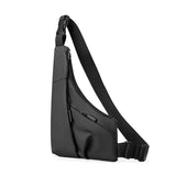 Leather Anti Theft Triangle Bag Secure Crossbody Chest Bag - Grey - Front View