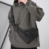 Leather Anti Theft Triangle Bag Secure Crossbody Chest Bag - Grey - Side View