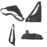 Leather Anti Theft Triangle Bag Secure Crossbody Chest Bag - Grey - Rear View