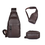 Stylish Cowhide Chest Bag For Men - Black - Side View