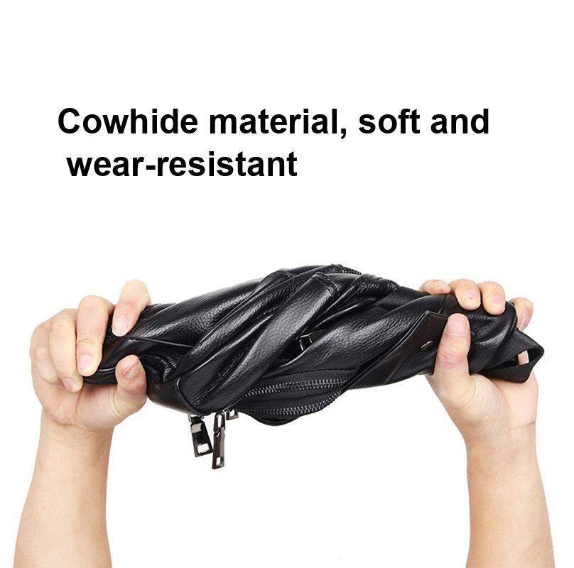 Stylish Cowhide Chest Bag For Men - Black