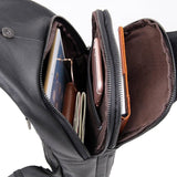 Stylish Cowhide Chest Bag For Men - Black - Rear View