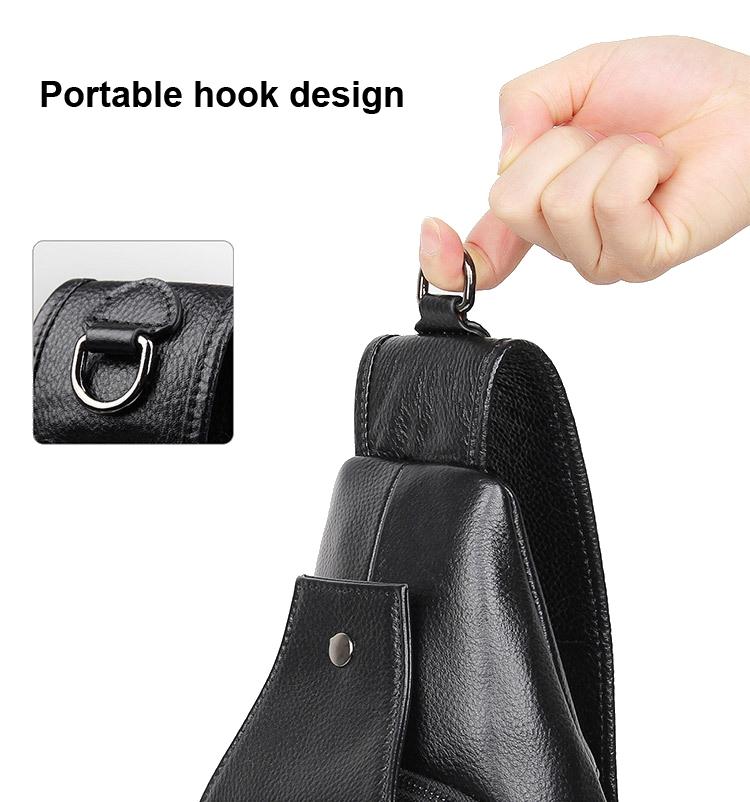 Stylish Cowhide Chest Bag For Men - Black