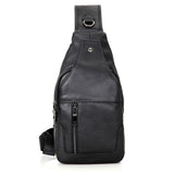Stylish Cowhide Chest Bag For Men - Black