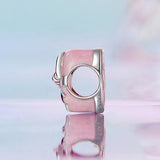 925 Sterling Silver Platinum Heart Bow Beads Gift Box - Top-Down View