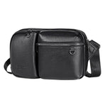 Large Capacity Men Crossbody Bag Casual Pu Messenger - Black