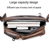 Large Capacity Men Crossbody Bag Casual Pu Messenger - Black - Rear View