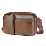 Large Capacity Men Crossbody Bag Casual Pu Messenger - Black