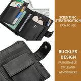 Men Vertical Coin Purse With Buckle And Zipper Card Holder And Driver License Protector - Black - Low Angle