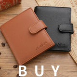 Men Vertical Coin Purse With Buckle And Zipper Card Holder And Driver License Protector - Black