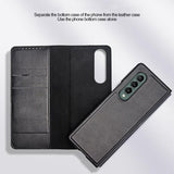 For Samsung Galaxy Z Fold4 5G Foldable Leather Phone Case - Horizontal Flip - Plain Black