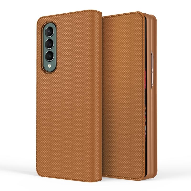For Samsung Galaxy Z Fold4 5G Foldable Leather Phone Case - Horizontal Flip - Plain Black