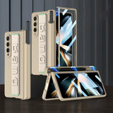 For Samsung Galaxy Z Fold4 5G Foldable Phone Case With Magnetic Hinge And Wrist Strap - Portable And Secure - Champagne Gold