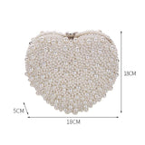 White Heart Shaped Evening Clutch With Chain - Top-Down View