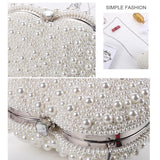 White Heart Shaped Evening Clutch With Chain - 45-Degree Angle