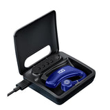 Wireless Bluetooth Headset with Digital Display and Charging Bin - Black - Front View