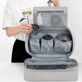 Multifunctional Leather Storage Bag for Dyson Airwrap - Grey - Close-Up Angle