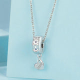 925 Sterling Silver Platinum Plated Bow Heart Bracelet With Beads - Side View