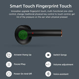 Waterproof Wireless Bluetooth Earbuds with Led Display and Hifi Sound - Black - Side View