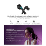 Waterproof Wireless Bluetooth Earbuds with Led Display and Hifi Sound - Black - 45-Degree Angle
