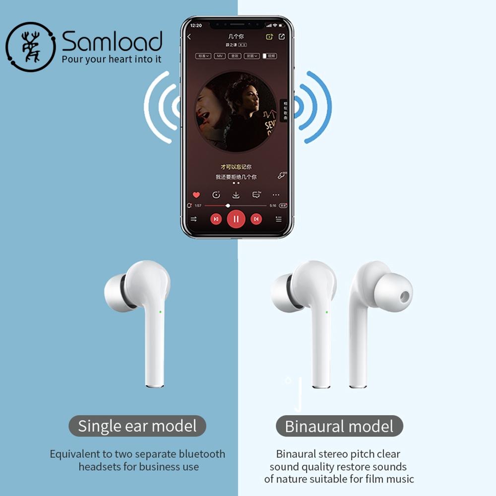 Waterproof Wireless Bluetooth Earbuds with Led Display and Hifi Sound - Black