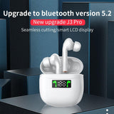 Waterproof Wireless Bluetooth Earbuds with Led Display and Hifi Sound - Black