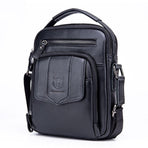 Retro Leather Shoulder Bag For Men Large Capacity - Black