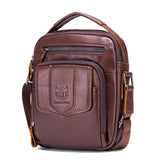 Retro Leather Shoulder Bag For Men Large Capacity - Black - Front View