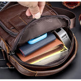 Retro Leather Shoulder Bag For Men Large Capacity - Black - Rear View