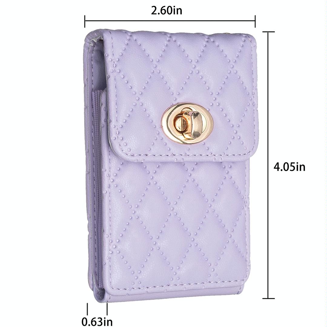 Vertical Card Bag With Metal Buckle For Mobile Phones - Dark Purple