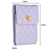 Vertical Card Bag With Metal Buckle For Mobile Phones - Dark Purple - Front View