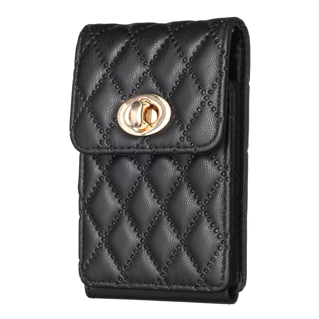Vertical Card Bag With Metal Buckle For Mobile Phones - Dark Purple