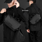 3 Point Strap Men Cycling Chest Bag Anti Sway Design - Black