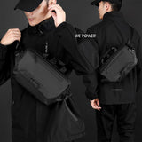 3 Point Strap Men Cycling Chest Bag Anti Sway Design - Black - Top-Down View