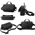3 Point Strap Men Cycling Chest Bag Anti Sway Design - Black