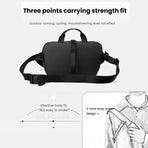 3 Point Strap Men Cycling Chest Bag Anti Sway Design - Black