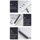 Foldable Aluminum Laptop Stand for Desktop Cooling - Elegant Silver - Close-Up Angle