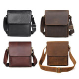 Rustic Leather Men Shoulder Bag - Black - Side View