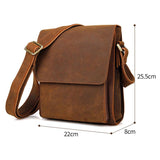 Rustic Leather Men Shoulder Bag - Black - Top-Down View