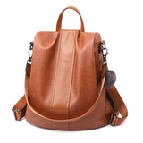 Stylish Vintage Leather Backpack for Women - Chic Design - Black - Front View