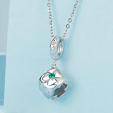 925 Sterling Silver Platinum Plated Lucky Clover Dice Bracelet - Side View