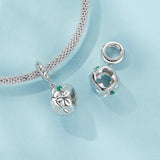 925 Sterling Silver Platinum Plated Lucky Clover Dice Bracelet - Top-Down View