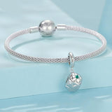 925 Sterling Silver Platinum Plated Lucky Clover Dice Bracelet - 45-Degree Angle