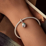 925 Sterling Silver Platinum Plated Lucky Clover Dice Bracelet - Rear View